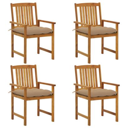 Scaune de grădină cu perne, 4 buc., lemn masiv de acacia GartenMobel Dekor