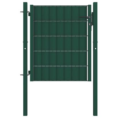 Poartă de gard din PVC și oțel, verde, 100x81 cm GartenMobel Dekor