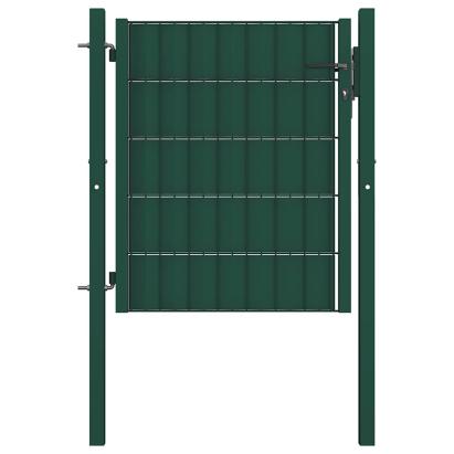 Poartă de gard din PVC și oțel, verde, 100x100 cm GartenMobel Dekor