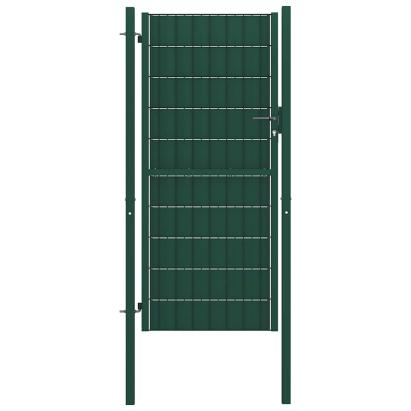 Poartă de gard din PVC și oțel, verde, 100x204 cm GartenMobel Dekor