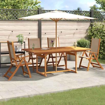 Set mobilier de grădină, 5 piese, lemn masiv acacia/textilenă GartenMobel Dekor