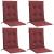Perne scaun spătar mic 4 buc. melanj roșu vin 100x50x4cm textil GartenMobel Dekor