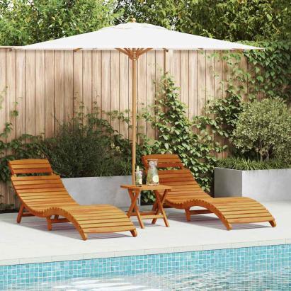 Șezlong 2 pcs Maro 55 x 184 x 64cm Lemn Solid de Acacia GartenMobel Dekor