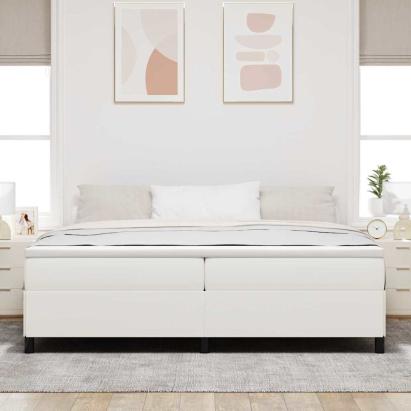 Pat cu arcuri Crem 200 x 200 cm Țesătură din corduroy GartenMobel Dekor