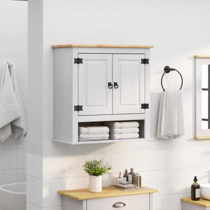 Dulap suspendat Corona Alb 70 x 33 x 71,5 cm Lemn de pin masiv GartenMobel Dekor