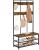 VASAGLE Cuier hol cu 12 carlige si banca pantofi, cadru metalic, stil industrial, 100x40x186 cm, maro rustic Household NewTrend