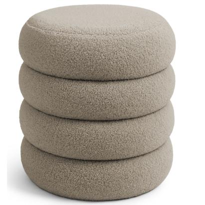 Taburet tapitat Snuggo cu spatiu de depozitare, velur, diametru 42 cm, inaltime 45 cm, maro mocha Household NewTrend