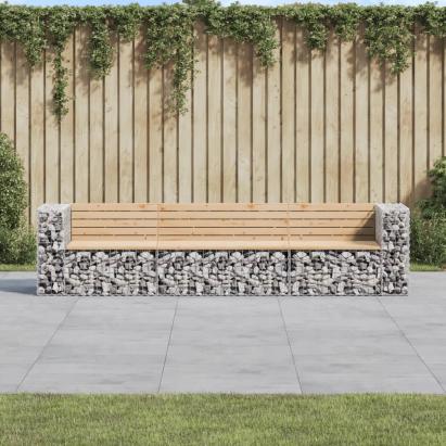 Bancă de grădină, design gabion, 287x71x65,5cm, lemn masiv pin GartenMobel Dekor