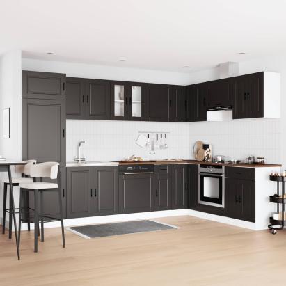 Dulap baza chiuvetă cu ușă Porto 2 pcs Negru Lemn compozit GartenMobel Dekor