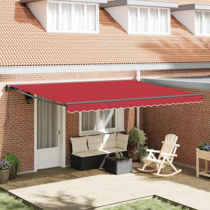 Cortina Retractabilă Roșu 450 × 300 cm Aluminiu și țesătură GartenMobel Dekor