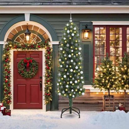 Brad de Crăciun artificial Verde 210 cm PVC și oțel și plastic GartenMobel Dekor