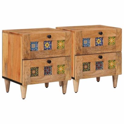 Dulap de noapte cu sertar 2 pcs natural 40 x 33,5 x 46 cm GartenMobel Dekor