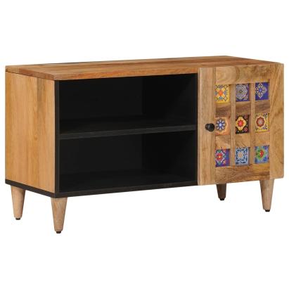 Cabinet TV cu ușă natural 80 x 31,5 x 46 cm Lemn de mango solid GartenMobel Dekor