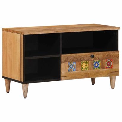 Cabinet TV natural 80 x 33,5 x 46 cm Lemn de mango solid GartenMobel Dekor