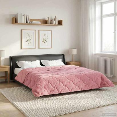 Duvet de iarnă Roz 220 x 260 cm Microfibră și fleece Teddy GartenMobel Dekor