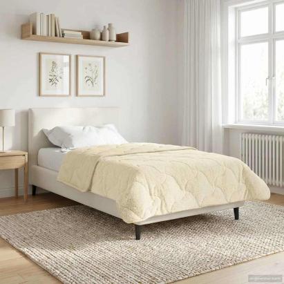 Duvet de iarnă Crem 140 x 200 cm Microfibră și fleece Teddy GartenMobel Dekor
