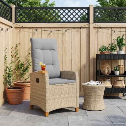 Scaun reclinabil cu placă pentru ceai cu pernă 62 x 64 x 112 cm GartenMobel Dekor