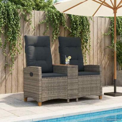 Bancă reclinabilă cu masă Gri și gri închis 126 x 65 x 112 cm GartenMobel Dekor