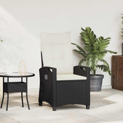 Scaun de grădină rabatabil Negru și Crem 56 x 60 x 112 cm GartenMobel Dekor