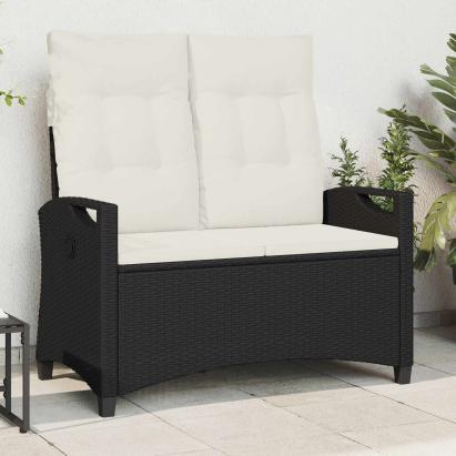 Bancă de grădină cu pernă Negru și Crem 105 x 60 x 112 cm GartenMobel Dekor