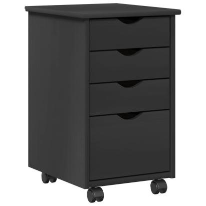 Cabinet mobil cu roata Gri 34 x 39 x 56 cm Lemn de pin masiv GartenMobel Dekor