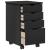 Cabinet mobil cu roata Negru 34 x 39 x 56 cm Lemn de pin masiv GartenMobel Dekor