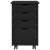 Cabinet mobil cu roata Negru 34 x 39 x 56 cm Lemn de pin masiv GartenMobel Dekor