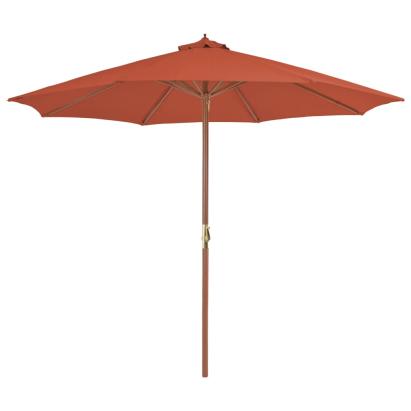 Umbrelă de exterior cu stâlp din lemn, 300 cm, teracotă GartenMobel Dekor