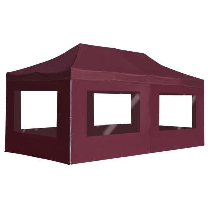 Cort de petrecere pliabil cu pereți, roșu vin, 6x3 m, aluminiu GartenMobel Dekor