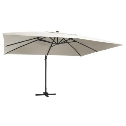 Umbrelă în consolă cu LED, stâlp din aluminiu nisipiu 400x300cm GartenMobel Dekor