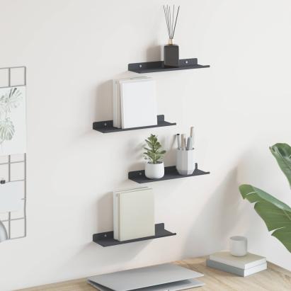 Raft suspendat Pe perete 4 pcs Antracit 30 x 9 x 2,5 cm Oțel GartenMobel Dekor