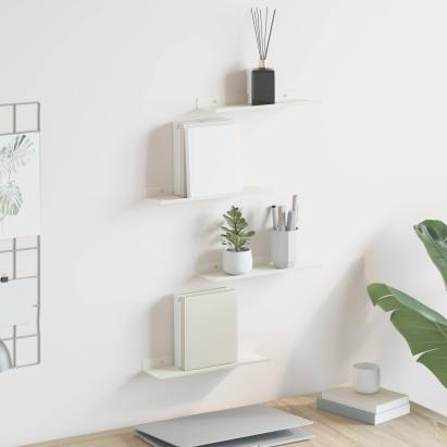 Raft suspendat Pe perete 4 pcs Alb 30 x 9 x 2,5 cm Oțel GartenMobel Dekor