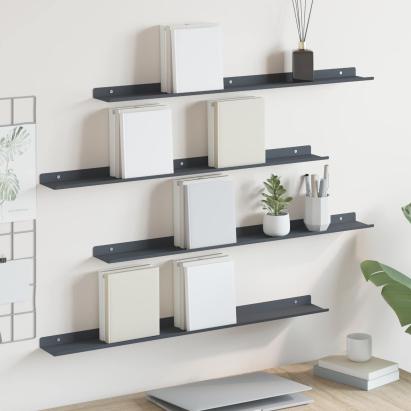 Raft suspendat Pe perete 4 pcs Antracit 80 x 9 x 2,5 cm Oțel GartenMobel Dekor