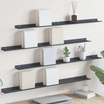 Raft suspendat Pe perete 4 pcs Antracit 100 x 9 x 2,5 cm Oțel GartenMobel Dekor