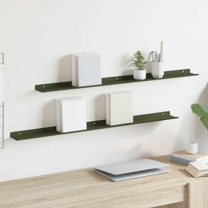 Raft suspendat 2 pcs Verde măsliniu 100 x 9 x 2,5 cm Oțel GartenMobel Dekor