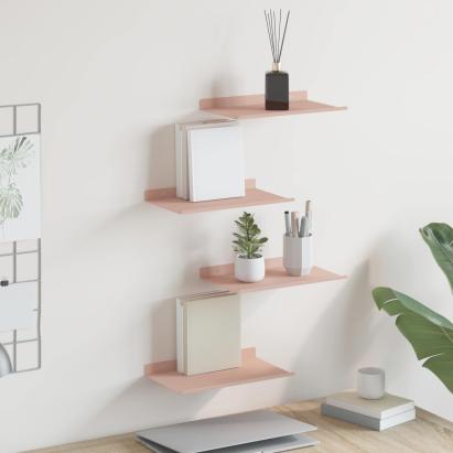 Raft suspendat Pe perete 4 pcs Roz 30 x 18 x 2,5 cm Oțel GartenMobel Dekor