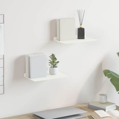 Raft suspendat Pe perete 2 pcs Alb 30 x 18 x 2,5 cm Oțel GartenMobel Dekor