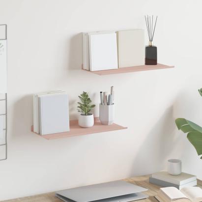 Raft suspendat Pe perete 2 pcs Roz 40 x 18 x 2,5 cm Oțel GartenMobel Dekor