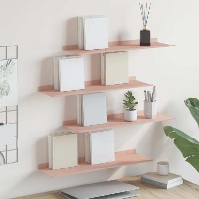 Raft suspendat Pe perete 4 pcs Roz 60 x 18 x 2,5 cm Oțel GartenMobel Dekor