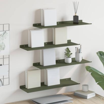 Raft suspendat 4 pcs Verde măsliniu 60 x 18 x 2,5 cm Oțel GartenMobel Dekor