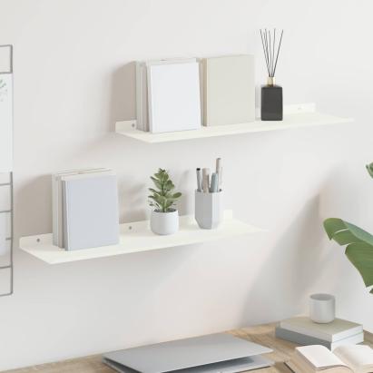 Raft suspendat Pe perete 2 pcs Alb 60 x 18 x 2,5 cm Oțel GartenMobel Dekor