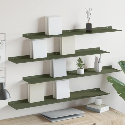 Raft suspendat 4 pcs Verde măsliniu 100 x 18 x 2,5 cm Oțel GartenMobel Dekor