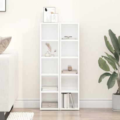 Dulapuri CD-uri, 2 buc. alb extralucios, 21 x 16 x 93,5 cm, PAL GartenMobel Dekor