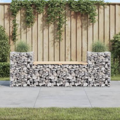 Bancă de grădină cu gabion, 183x41x60,5 cm, lemn masiv pin GartenMobel Dekor