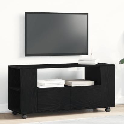 Dulap TV cu roți stejar negru 102x34,5x43 cm lemn prelucrat GartenMobel Dekor