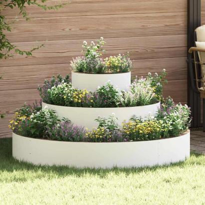 Vază pentru Grădină Alb 120 x 120 x 20 cm Oțel laminat la rece GartenMobel Dekor