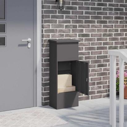 Cutie pentru colet cu ușă Negru 44,5 x 29 x 110,5 cm Oțel GartenMobel Dekor