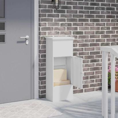 Cutie pentru colet cu depozitare Alb 44,5 x 29 x 110,5 cm Oțel GartenMobel Dekor