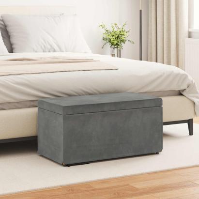 Taburet Gri închis 81 x 41 x 40 cm Catifea și lemn stratificat GartenMobel Dekor