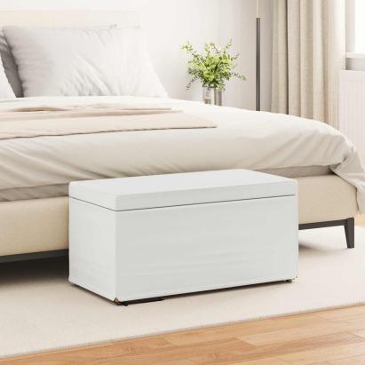 Taburet Alb 81 x 41 x 40 cm Piele ecologică și lemn stratificat GartenMobel Dekor